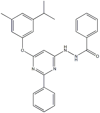 N'-[6-(3-isopropyl-5-methylphenoxy)-2-phenyl-4-pyrimidinyl]benzohydrazide 구조식 이미지