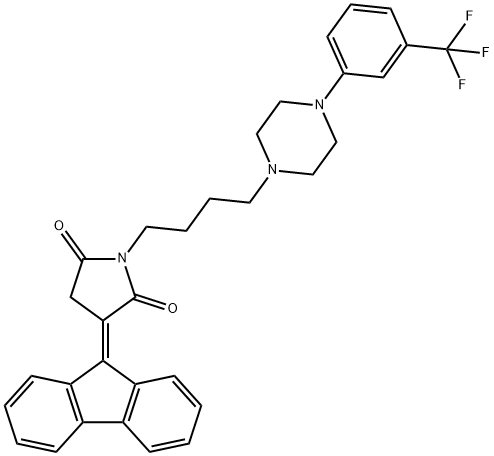 3-(9H-fluoren-9-ylidene)-1-(4-{4-[3-(trifluoromethyl)phenyl]-1-piperazinyl}butyl)-2,5-pyrrolidinedione Structure