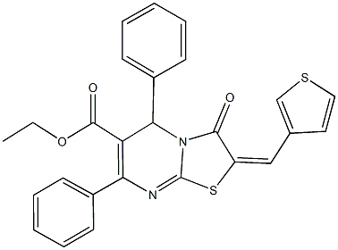 ethyl 3-oxo-5,7-diphenyl-2-(3-thienylmethylene)-2,3-dihydro-5H-[1,3]thiazolo[3,2-a]pyrimidine-6-carboxylate 구조식 이미지