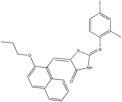 2-[(2,4-dimethylphenyl)imino]-5-[(2-propoxy-1-naphthyl)methylene]-1,3-thiazolidin-4-one 구조식 이미지