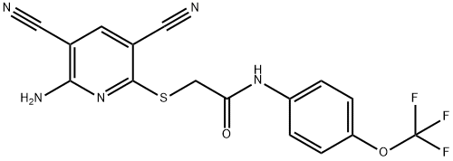 2-[(6-amino-3,5-dicyanopyridin-2-yl)sulfanyl]-N-[4-(trifluoromethoxy)phenyl]acetamide Structure