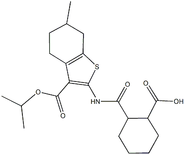 2-({[3-(isopropoxycarbonyl)-6-methyl-4,5,6,7-tetrahydro-1-benzothien-2-yl]amino}carbonyl)cyclohexanecarboxylic acid 구조식 이미지