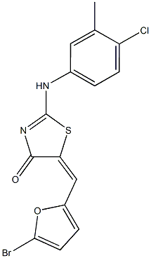5-[(5-bromo-2-furyl)methylene]-2-(4-chloro-3-methylanilino)-1,3-thiazol-4(5H)-one Structure