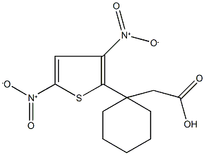 (1-{3,5-bisnitro-2-thienyl}cyclohexyl)acetic acid Structure