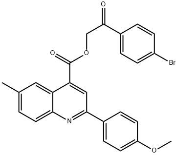 2-(4-bromophenyl)-2-oxoethyl 2-(4-methoxyphenyl)-6-methyl-4-quinolinecarboxylate Structure