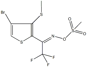 N-{1-[4-bromo-3-(methylsulfanyl)-2-thienyl]-2,2,2-trifluoroethylidene}-N-[methanesulfonyloxy]amine 구조식 이미지