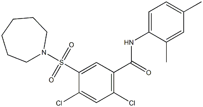 5-(1-azepanylsulfonyl)-2,4-dichloro-N-(2,4-dimethylphenyl)benzamide 구조식 이미지