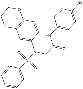 N-(4-bromophenyl)-2-[2,3-dihydro-1,4-benzodioxin-6-yl(phenylsulfonyl)amino]acetamide 구조식 이미지