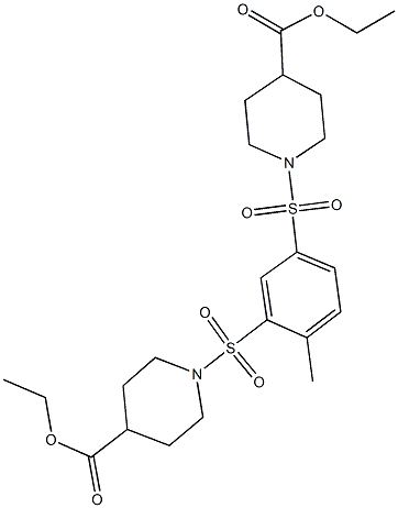 ethyl 1-[(5-{[4-(ethoxycarbonyl)-1-piperidinyl]sulfonyl}-2-methylphenyl)sulfonyl]-4-piperidinecarboxylate Structure