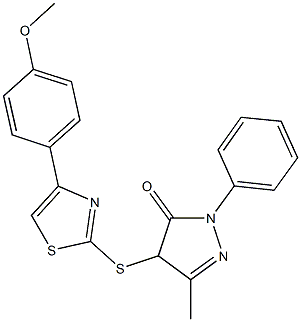 4-{[4-(4-methoxyphenyl)-1,3-thiazol-2-yl]sulfanyl}-5-methyl-2-phenyl-2,4-dihydro-3H-pyrazol-3-one 구조식 이미지