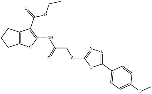 ethyl 2-[({[5-(4-methoxyphenyl)-1,3,4-oxadiazol-2-yl]sulfanyl}acetyl)amino]-5,6-dihydro-4H-cyclopenta[b]thiophene-3-carboxylate Structure