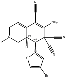 6-amino-8-(4-bromo-2-thienyl)-2-methyl-2,3,8,8a-tetrahydro-5,7,7(1H)-isoquinolinetricarbonitrile 구조식 이미지