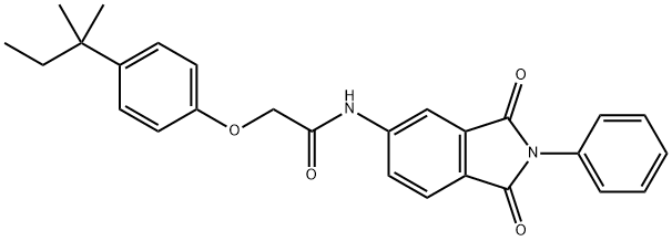 N-(1,3-dioxo-2-phenyl-2,3-dihydro-1H-isoindol-5-yl)-2-(4-tert-pentylphenoxy)acetamide 구조식 이미지