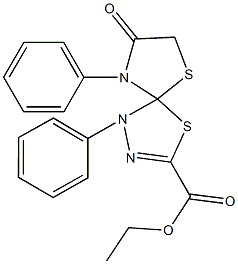 ethyl 8-oxo-1,9-diphenyl-4,6-dithia-1,2,9-triazaspiro[4.4]non-2-ene-3-carboxylate 구조식 이미지