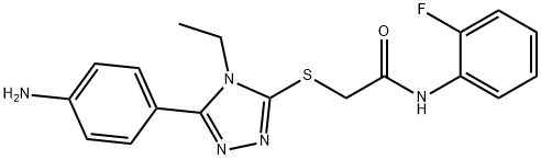 2-{[5-(4-aminophenyl)-4-ethyl-4H-1,2,4-triazol-3-yl]sulfanyl}-N-(2-fluorophenyl)acetamide 구조식 이미지