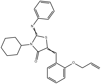5-[2-(allyloxy)benzylidene]-3-cyclohexyl-2-(phenylimino)-1,3-thiazolidin-4-one 구조식 이미지