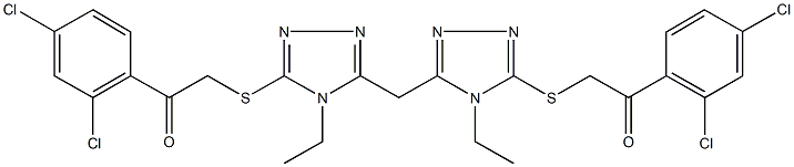 1-(2,4-dichlorophenyl)-2-({5-[(5-{[2-(2,4-dichlorophenyl)-2-oxoethyl]sulfanyl}-4-ethyl-4H-1,2,4-triazol-3-yl)methyl]-4-ethyl-4H-1,2,4-triazol-3-yl}sulfanyl)ethanone 구조식 이미지