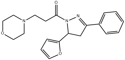 4-{3-[5-(2-furyl)-3-phenyl-4,5-dihydro-1H-pyrazol-1-yl]-3-oxopropyl}morpholine 구조식 이미지