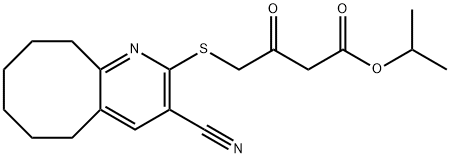 isopropyl 4-[(3-cyano-5,6,7,8,9,10-hexahydrocycloocta[b]pyridin-2-yl)sulfanyl]-3-oxobutanoate 구조식 이미지