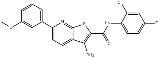 3-amino-N-(2-chloro-4-fluorophenyl)-6-(3-methoxyphenyl)thieno[2,3-b]pyridine-2-carboxamide 구조식 이미지