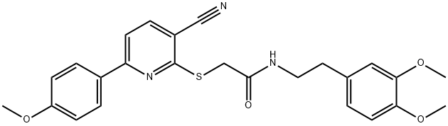 2-{[3-cyano-6-(4-methoxyphenyl)pyridin-2-yl]sulfanyl}-N-[2-(3,4-dimethoxyphenyl)ethyl]acetamide Structure