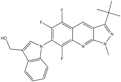 [1-(3-tert-butyl-5,6,8-trifluoro-1-methyl-1H-pyrazolo[3,4-b]quinolin-7-yl)-1H-indol-3-yl]methanol 구조식 이미지