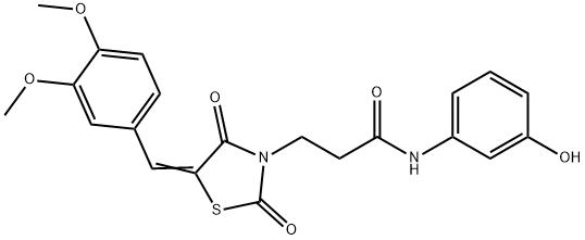 3-[5-(3,4-dimethoxybenzylidene)-2,4-dioxo-1,3-thiazolidin-3-yl]-N-(3-hydroxyphenyl)propanamide 구조식 이미지