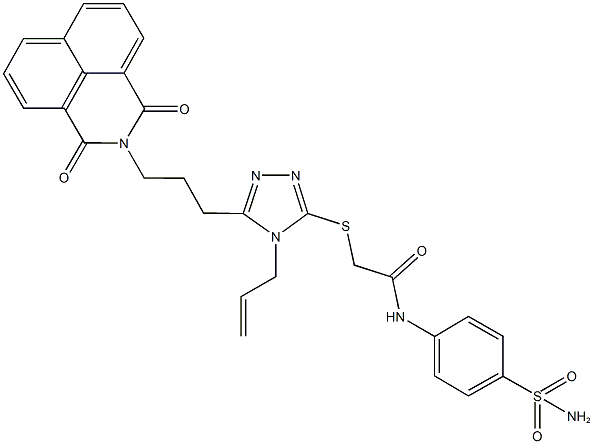 2-({4-allyl-5-[3-(1,3-dioxo-1H-benzo[de]isoquinolin-2(3H)-yl)propyl]-4H-1,2,4-triazol-3-yl}sulfanyl)-N-[4-(aminosulfonyl)phenyl]acetamide Structure