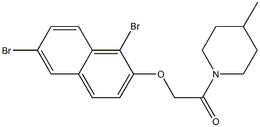 1,6-dibromo-2-naphthyl 2-(4-methyl-1-piperidinyl)-2-oxoethyl ether 구조식 이미지