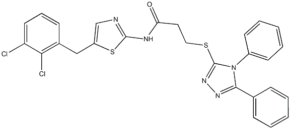 N-[5-(2,3-dichlorobenzyl)-1,3-thiazol-2-yl]-3-[(4,5-diphenyl-4H-1,2,4-triazol-3-yl)sulfanyl]propanamide 구조식 이미지