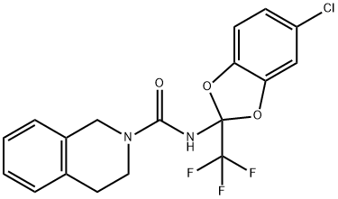 N-[5-chloro-2-(trifluoromethyl)-1,3-benzodioxol-2-yl]-3,4-dihydro-2(1H)-isoquinolinecarboxamide 구조식 이미지