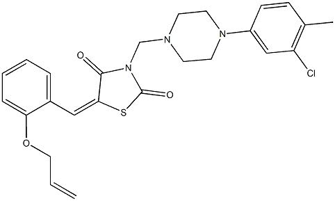 5-[2-(allyloxy)benzylidene]-3-{[4-(3-chloro-4-methylphenyl)-1-piperazinyl]methyl}-1,3-thiazolidine-2,4-dione 구조식 이미지