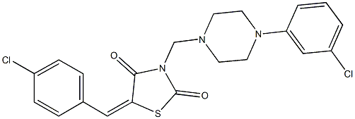 5-(4-chlorobenzylidene)-3-{[4-(3-chlorophenyl)-1-piperazinyl]methyl}-1,3-thiazolidine-2,4-dione 구조식 이미지
