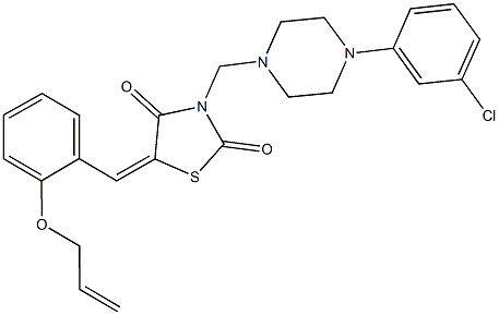 5-[2-(allyloxy)benzylidene]-3-{[4-(3-chlorophenyl)-1-piperazinyl]methyl}-1,3-thiazolidine-2,4-dione 구조식 이미지