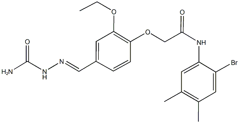 2-{4-[2-(aminocarbonyl)carbohydrazonoyl]-2-ethoxyphenoxy}-N-(2-bromo-4,5-dimethylphenyl)acetamide 구조식 이미지