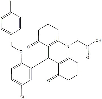 (9-{5-chloro-2-[(4-methylbenzyl)oxy]phenyl}-1,8-dioxo-2,3,4,5,6,7,8,9-octahydro-10(1H)-acridinyl)acetic acid Structure
