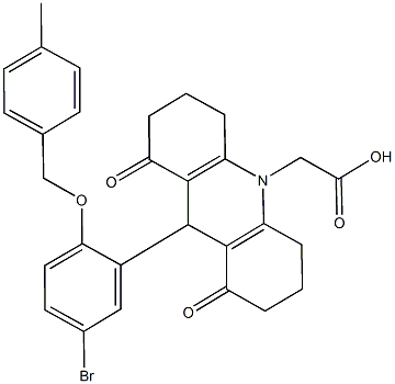 (9-{5-bromo-2-[(4-methylbenzyl)oxy]phenyl}-1,8-dioxo-2,3,4,5,6,7,8,9-octahydro-10(1H)-acridinyl)acetic acid Structure