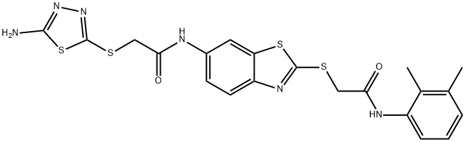 2-[(5-amino-1,3,4-thiadiazol-2-yl)sulfanyl]-N-(2-{[2-(2,3-dimethylanilino)-2-oxoethyl]sulfanyl}-1,3-benzothiazol-6-yl)acetamide Structure