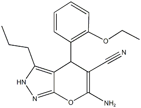6-amino-4-(2-ethoxyphenyl)-3-propyl-2,4-dihydropyrano[2,3-c]pyrazole-5-carbonitrile Structure