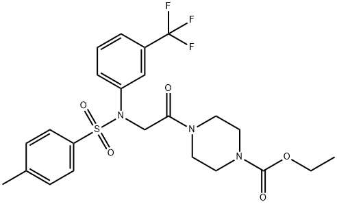 ethyl 4-{[[(4-methylphenyl)sulfonyl]-3-(trifluoromethyl)anilino]acetyl}-1-piperazinecarboxylate 구조식 이미지