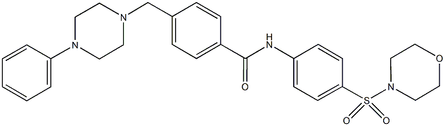 N-[4-(4-morpholinylsulfonyl)phenyl]-4-[(4-phenyl-1-piperazinyl)methyl]benzamide 구조식 이미지