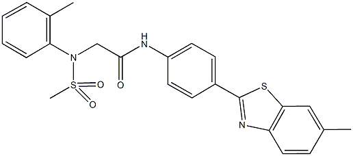 N-[4-(6-methyl-1,3-benzothiazol-2-yl)phenyl]-2-[2-methyl(methylsulfonyl)anilino]acetamide Structure