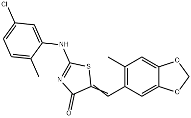 2-[(5-chloro-2-methylphenyl)imino]-5-[(6-methyl-1,3-benzodioxol-5-yl)methylene]-1,3-thiazolidin-4-one Structure