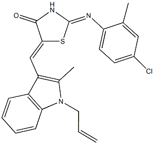 5-[(1-allyl-2-methyl-1H-indol-3-yl)methylene]-2-[(4-chloro-2-methylphenyl)imino]-1,3-thiazolidin-4-one 구조식 이미지