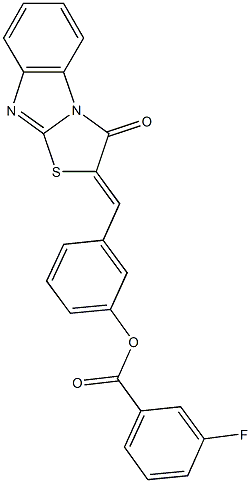 3-[(3-oxo[1,3]thiazolo[3,2-a]benzimidazol-2(3H)-ylidene)methyl]phenyl 3-fluorobenzoate 구조식 이미지