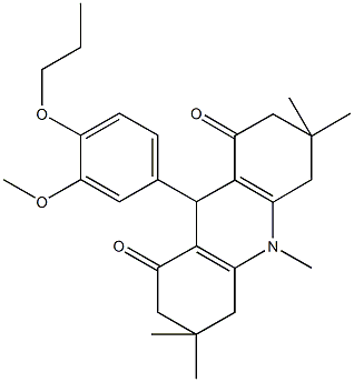 9-(3-methoxy-4-propoxyphenyl)-3,3,6,6,10-pentamethyl-3,4,6,7,9,10-hexahydro-1,8(2H,5H)-acridinedione 구조식 이미지