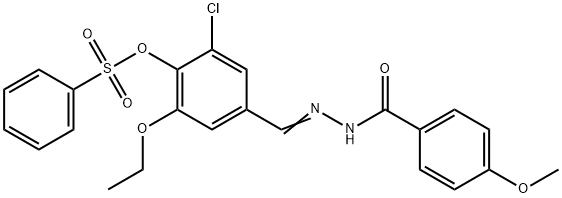 2-chloro-6-ethoxy-4-[2-(4-methoxybenzoyl)carbohydrazonoyl]phenyl benzenesulfonate Structure