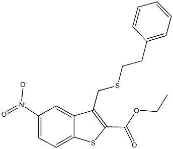ethyl 5-nitro-3-{[(2-phenylethyl)sulfanyl]methyl}-1-benzothiophene-2-carboxylate 구조식 이미지