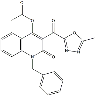 1-benzyl-3-[(5-methyl-1,3,4-oxadiazol-2-yl)carbonyl]-2-oxo-1,2-dihydro-4-quinolinyl acetate Structure