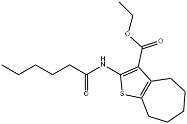 ethyl 2-(hexanoylamino)-5,6,7,8-tetrahydro-4H-cyclohepta[b]thiophene-3-carboxylate 구조식 이미지